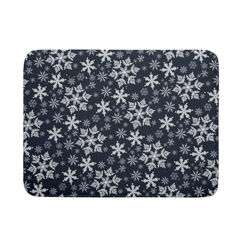 Christmas Dish Drying Mat for Kitchen Counter 24x18 Inch Xmas Snowflake Drying Mat with Absorbent Reversible Microfiber Blue Dish Drainer Mats Rack Pad for Coffee Countertop Protector - color: Blue, size: 24" x 18"