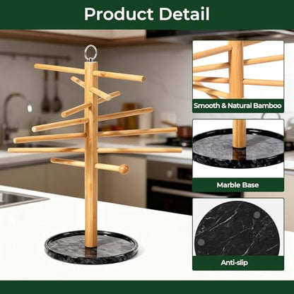 Pasta Drying Rack with Transfer Wand and 7 Bars, noodle drying rack Easy to Transfer for Drying Pasta and Cooking, Special Suspension Design for Large Storage pasta rack easy use pasta dryer - color: Black