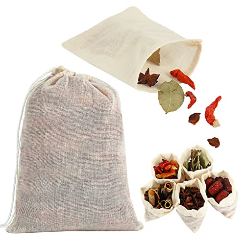 YQL Spice Bags for Cooking,30PCS 4x6 Inch Muslin Bags with Drawstring Tea Filter Bags Cheesecloth Bags for Straining Reusable Natural Cotton Sachet/Herb Bags - size: 4x6inch