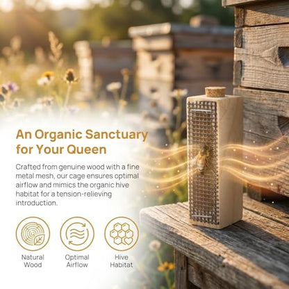 Queen Cages for Bees : 5pcs Wooden Queen Cages, Mini Beekeeping Protector Cage, Breathable Beekeeping Supplies Equipment with Metal Mesh and Corks for Bee Rearing and Beehive