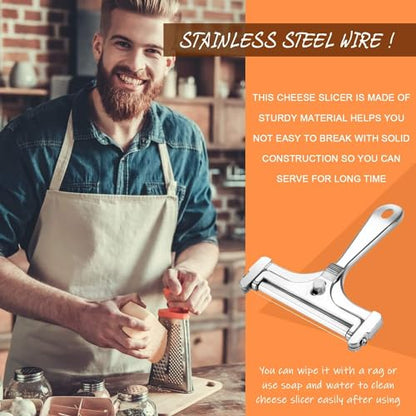 Linwnil 4Pieces Stainless Steel Wire Cheese Slicer Adjustable Thickness Cheese Cutter, Cheese Slicer Spatula Plane for Soft, Semi Soft, Semi-Hard Cheeses Kitchen Cooking Tool - size: 1"