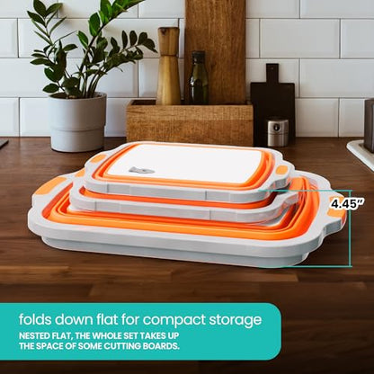 Modern Innovations Collapsible BBQ Prep Tubs, 3 Pack, Orange, Locking Lids | BBQ Marinating Tubs, Cutting Board Lids, Drain Spouts, Small Medium Large, Collapsible, Camping, Tailgating - color: Orange