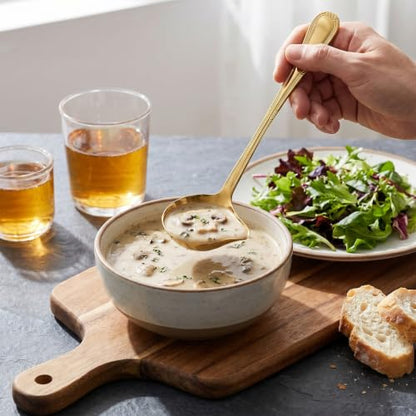 2 Pieces Stainless Steel Gravy Drizzle Spoon Small Ladles for Serving Sauce Saucier Spoon 1 Ounce for Sauce Soup with Pouring Spout Gold and Silver