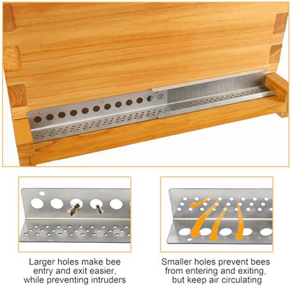 Honey Lake Metal Entrance Reducer and Mouse Guard for 8 or 10 Frame Bee Hive, Universal No-Rust Stainless Steel Design for Beekeeping, Year Around Beekeeping Supplies for Beekeeper (4 Pack)