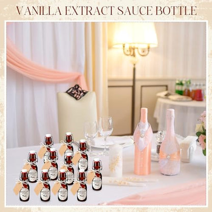 Vesici 8 Sets Swing Top Glass Bottles Set Amber Homemade Vanilla Extract Bottles Vanilla Extract Jars for Christmas DIY Crafts (8 Oz) - size: 8 oz