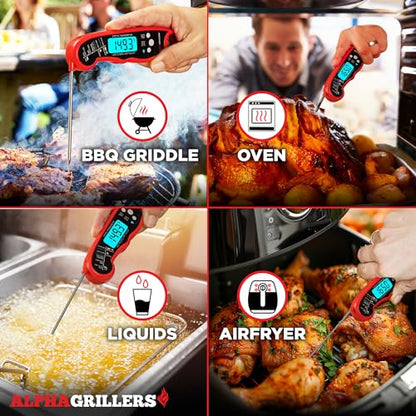 Alpha Grillers Meat Thermometer Digital – Instant Read Food Thermometer for Cooking & Grilling – Professional Kitchen Birthday Gifts for Men, Him, Dad, Husband, Boyfriend