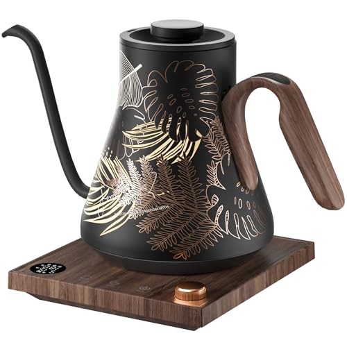 INTASTING Electric Kettle, Gooseneck Electric Kettle, ±1℉ Precise Temperature Control, Stainless Steel Interior, Quick Heating for Pour Over Coffee, Tea & Boiling Water, 0.9L (Rainforest) - color: Rainforest