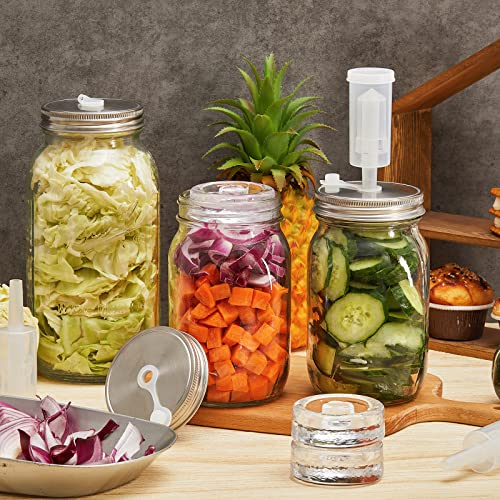 Tessco for you 8 Set Fermentation Kit, Wide Mouth Fermentation Lids and Weights, Airlocks and Silicone Rings for Mason Jars Making and Storing Sauerkraut Probiotic Food (No Jars)