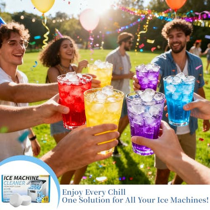 Ice Machine Cleaner Tablets Descaler, 48 Pack Ice Maker Cleaner, Nickel Safe Scale for Countertop Portable Nugget Ice Makers Cleaning, Remove Hard Water Buildup, Odor-Free