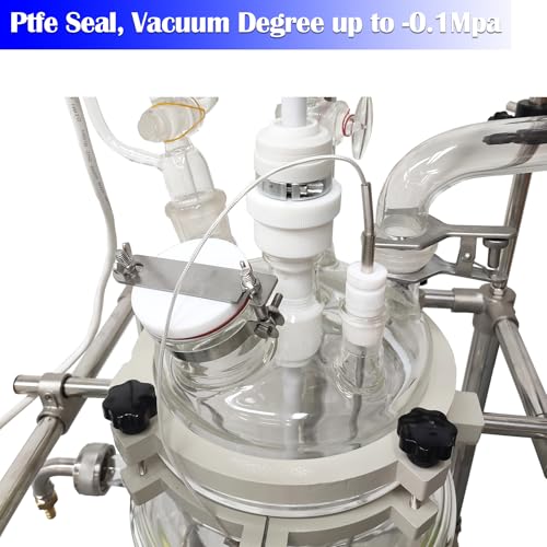 20L Double-Layer Glass Reactor Lab Jacketed Glass Reactor with Digital Display & Stepless Speed Regulation, Chemical Reaction Vessel for Chemical Reaction, Distillation and Synthesis