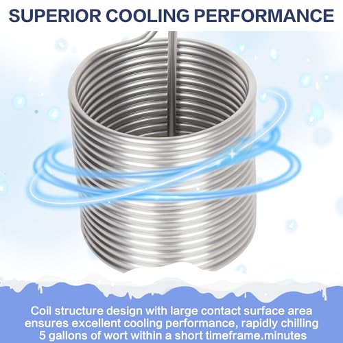 1/2" X 50Ft 304 Wort Chiller, Food Grade Stainless Steel Immersion Chiller Coil with 2X 6.5Ft Transparent Pipes, Home Water Chiller for Ice Bath Beer Brewing Water Cooler Equipment