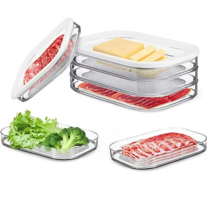 Fridge Food Storage Containers with Sealed Lid for Bacon Meat Vegetables Butter Kitchen Organizer for Refrigerator Freezer Pantry Meal Prep & Daily Food Storage