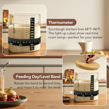 50oz Sourdough Starter Jar Kit, Wide Mouth Sourdough Jar | Sourdough Starter Kit & Sourdough Bread Baking Supplies, Sour Dough Starter Jars for Beginners and Pro(1 Pack) - size: Wide mouth- 1 Pack