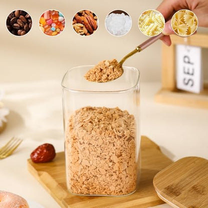 3-Pack Square Glass Containers with Bamboo Lids, 32 fl oz/720ml Airtight Canister Set, Clean Elegant Storage Jars for Candy, Coffee, Tea, Sugar, Flour, Cookies, Spices - color: square-3pcs- 32 oz