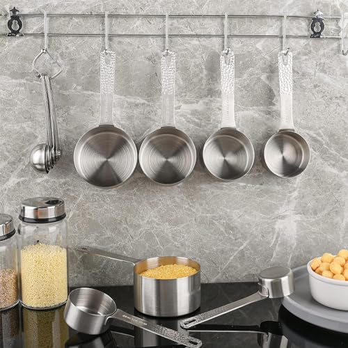 Measuring Cups and Spoons Set 13, 18/8 Stainless Steel Measuring Cups and Spoons Set for Baking and Kitchen, Metal Measuring Cups Set - color: Siliver