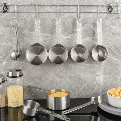 Measuring Cups and Spoons Set 13, 18/8 Stainless Steel Measuring Cups and Spoons Set for Baking and Kitchen, Metal Measuring Cups Set - color: Siliver