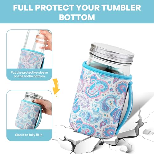 KJQJLY 4 Pcs Mason Jars Sleeves Neoprene 32oz Regular and Wide Mouth Mason Jar Sleeves Holder with Handle (Paisley, 32 OZ) - color: Paisley, size: 32 OZ