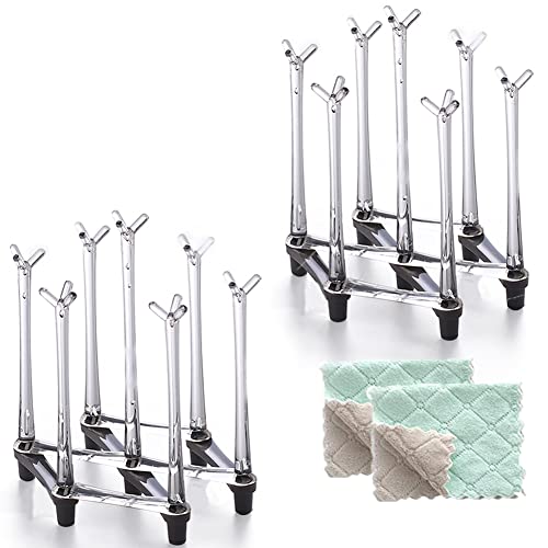 Marbrasse Retractable Cup Drying Rack, Drinking Glass and Sports Bottle Drainer Stand, Plastic Bag Dryer with Non-Slip Bottom for Kitchen Countertop, 2p - color: 2p