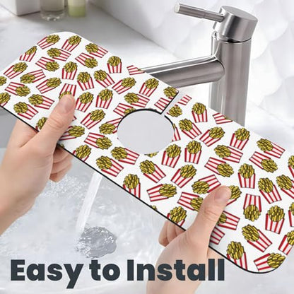 Fries Faucet Mat For Kitchen Sink, Absorbent Countertop Protector, Quick Dry Sink Splash Guard Pad, Waterproof Draining Mat 15" X 5.5" - color: Style 5