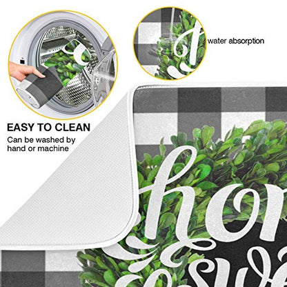 KCMicro Boxwood Dish Drying Mat - 18x24 inch Buffalo Plaid Check Drainer Pad for Kitchen Counter - color: Wreath, size: 18x24in