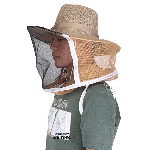 HERCHR Beekeeper Beekeeping Hat, Beekeeping Veil Hat with High Visibility Veil for Bee Keeping Supplies, Face Head Protector