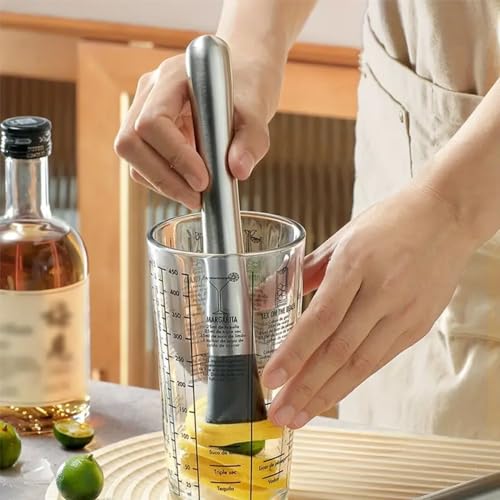 2Pcs Muddler for Cocktails 10 Inch - Stainless Steel and Wooden Drink Muddlers for Mojitos Mint & Fruit Based Drinks - Bartender Tool for Bars and Home - color: 2pack-a