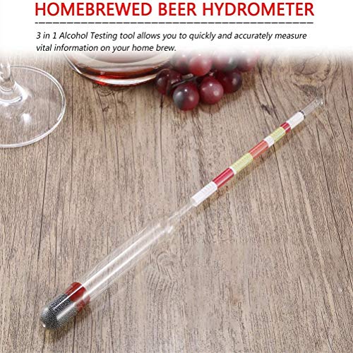 3 Scale Home Brew Hydrometer Wine Beer Cider Alcohol Testing Making Triple Scale Tester 3-in-1Densimeter Alcohol Brix Meter