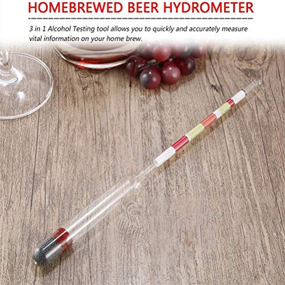 GLOGLOW 3 in 1 Triple Scale Hydrometer, Densimeter for Beer Wine Cider Kombucha Brewing