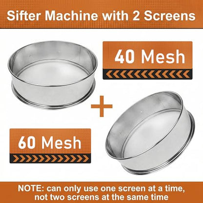 Sidasu Automatic Vibrating Sieve Shaker – 40 Mesh + 60 Mesh Flour Sifter, Electric 110V 55W Sifter Machine for Flours, Herbal Powder - size: Automatic Powder Sifter Machine(40+60 mesh)
