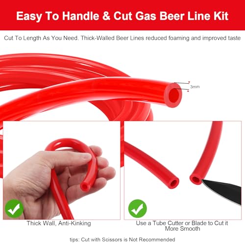 FERRODAY 20 Feet CO2 Gas Line, 5/16" ID 9/16" OD PVC Tubing Keg CO2 Hose, CO2 Kegerator Tube Replacement Kit with 6 Pcs Hose Clamps, Food Grade Hose for Corny Keg, Kegerator Tower,D Coupler Dispense - size: 20FT-Gas Line