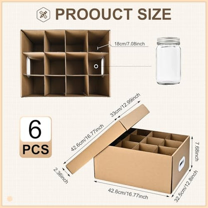 3 Pcs Canning Jar Storage Boxes, Fits 32 oz Regular or Wide Mouth Jars, 12 Cells, Mason Jar Organizer - color: 3pcs Yellow