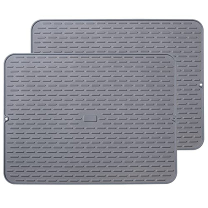 To encounter Silicone Dish Drying Mat - Extral Large 24" x 18" - Set of 2 Flexible Rubber Drying Mat, Heat Resistant Silicone Trivet, Countertop Mat, Dish Draining Mat, Sink Mat - size: 24" x 18"