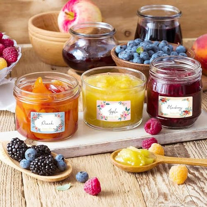 250 Pcs Blank Floral Handwritten Name Labels, Waterproof Oil Resistant Tear Resistant Removable No Residue Writeable Food Storage Stickers for Fridge, Jars, Food Containers, Pantry and Meal Prep