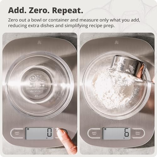 Greater Goods Food Scale – Digital Kitchen Scale, 1g Precision, Easy-Tare & Quick Conversion, Slim Compact Design, Durable & Portable | Ideal for Cooking, Baking & Meal Prep (Stainless Steel) - color: Stainless Steel
