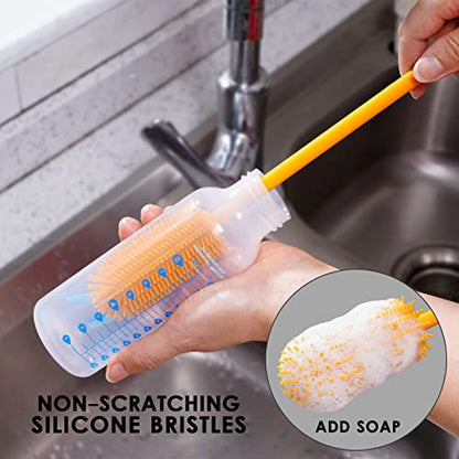 Silicone Bottle Brush, Water Bottle Cleaner Brush with Long Handle, Perfect for Cleaning Narrow Neck Containers, Vacuum Sports Bottle, Tumblers, Flask, Glassware (1 Pack, Turquoise) - color: Turquoise