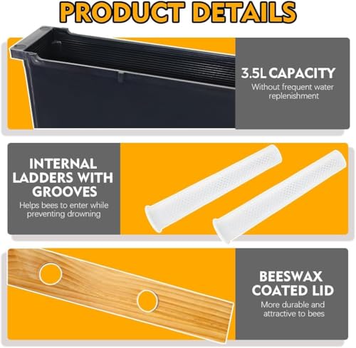 BeeCastle 2 Pack 3.5L Beehive Feeder Beehive Frame Feeder Deep Frame Water Feeder for Beekeeping Bee Feeding Tools