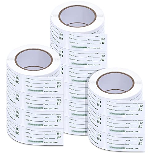 Outus 7500 Pieces Removable Food Labels for Containers 1 x 2 Inch Date Stickers Waterproof Food Storage Freezer Tape Roll Easy Write Clean Oil Resistant for Restaurant Kitchen Home Meal Prep
