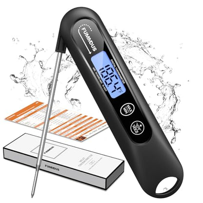 Meat Thermometer Digital, 3S Instant Read Food Thermometer for Cooking with Backlight & Magnet, Foldable Temperature Probe Kitchen Gadgets Essentials for BBQ Oven Grill Smoker Candy - color: Black