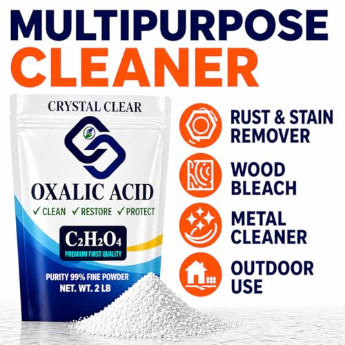 Oxalic Acid Powder 1lb - Trial Size Wood Bleach & Rust Remover - 99.6% Pure Deck Cleaner, Wood Brightener & Stain Remover for Small Projects