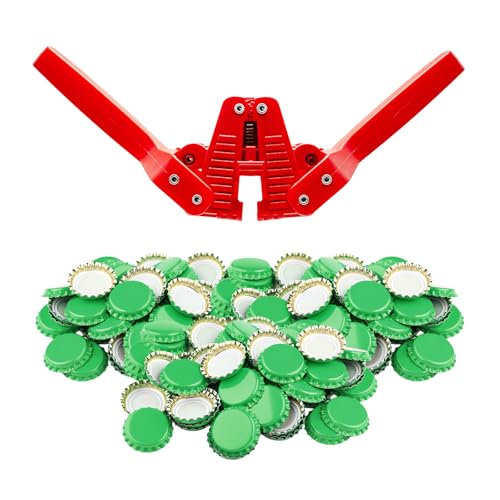 Fermentaholics Beer Bottle Capper & Lid Set – Double Wing Manual Capping Tool with 144 Crown Caps – Fits Standard 12 oz & Homebrew Beer Bottles (Capper & Lid Set -144 Green Crown Caps) - size: Capper & Lid Set -144 Green Crown Caps