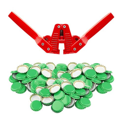 Fermentaholics Beer Bottle Capper & Lid Set – Double Wing Manual Capping Tool with 144 Crown Caps – Fits Standard 12 oz & Homebrew Beer Bottles (Capper & Lid Set -144 Green Crown Caps) - size: Capper & Lid Set -144 Green Crown Caps