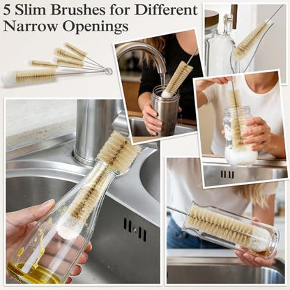 MASTERTOP 9 Pieces Bottle Brush Set - Long Water Bottle and Straw Brush Cleaning Set BPA Free Bottle Cleaner Brush for Baby Bottle Pipes Coffee Grinder Teapot Narrow Neck Wide Mouth Water Bottles