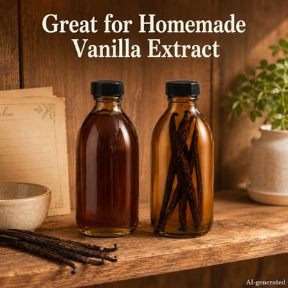 12 Pack 8 OZ Amber Glass Bottles for Vanilla Extract, 250 ML Refillable Empty Dispensing Bottles with Lids for 2nd Fermentation, Kombucha Brewing, Homemade Solutions