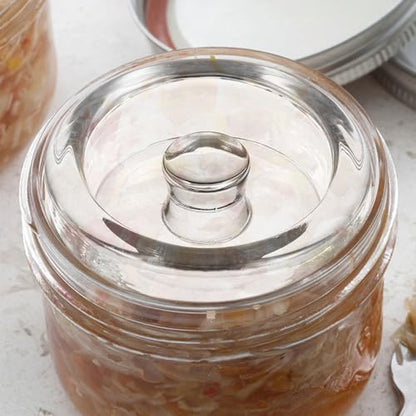 3pcs Fermentation Weights: Heavy Glass Fermenting Stones with Easy-grip Handle Compatible with Wide Mouth Mason Jars for Sauerkraut Kimchi
