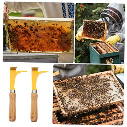 YARNOW 2pcs Beehive Scraper Tool Wooden Handle Beekeeping Lifter Beekeeping Tool