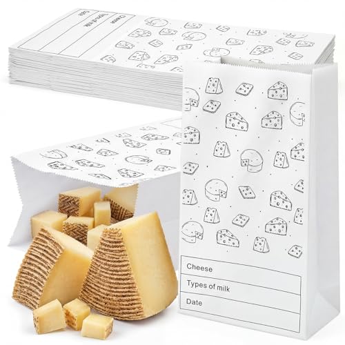 MotiMind 30 Count Cheese Storage Bags for Refrigerator, 10.6 x 6 Inch Cheese Paper Bags for Sandwiches, Wrapping and Food Container (White) - color: White