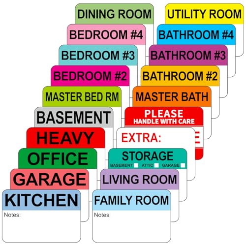 Kingtac 600 Writable Home Moving Stichers - 2' x 3', 20 Color-Coded Home Moving Packing Labels with Fragile, Extra, Heavy Options.Stick to Cardboard Boxes and Plastic Bins, No Extra Tape Needed - color: Mov-0305-40-600pcs