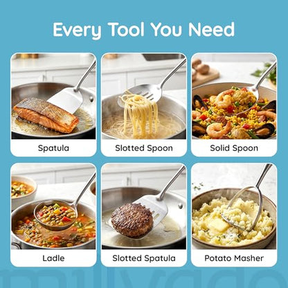 Stainless Steel Slotted Cooking Spoon, 15 Inch Large Metal Chef Strainer Utensil For Cooking, Serving, And Mixing, The #1 Dishwasher Safe Kitchen Tool, Long Spoon With Holes - color: Slotted Spoon