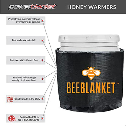 Powerblanket BB05-240V Industrial Grade D-12 Vinyl Shell Bee Blanket 5 gal Insulated Honey Pail Heater with 110 Degree F Fixed Internal Thermostat, 240V, Charcoal Gray - size: 5-Gallon, style: 240 V