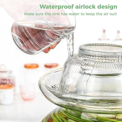 Extra Large Glass Fermenting Jar, Sealed Pickle Container, Traditional Chinese Fermentation Crock with Water-Sealed Airlock Lid, Ideal for Making Kimchi and Sauerkraut